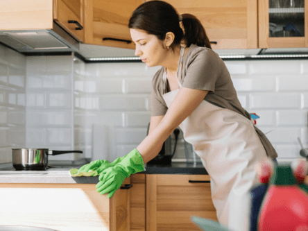 Kitchen cupboards accumulate grease food particles and general grime over time