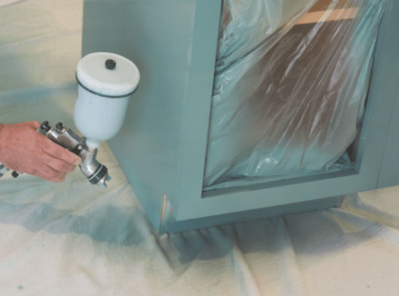 Spray Painting Application on kitchen cabinets